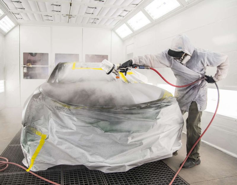 A paint booth in action.